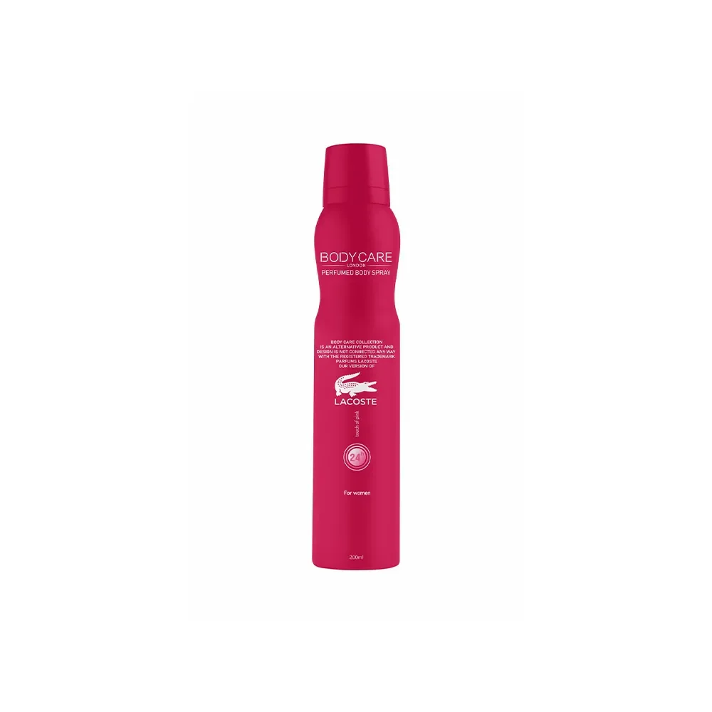 اسپری بدن زنانه مدل Lacoste Pink حجم 200 میل بادی کر