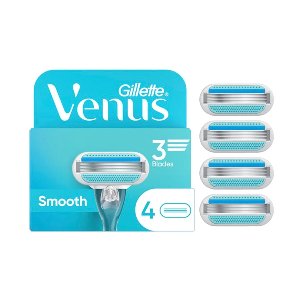 تیغ یدک 3 لبه زنانه مدل Venus Smooth بسته 4 عددی ژیلت
