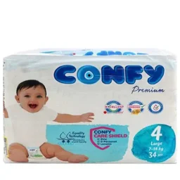 پوشک کودک سایز 4 مدل Premium بسته 34 عددی کانفی