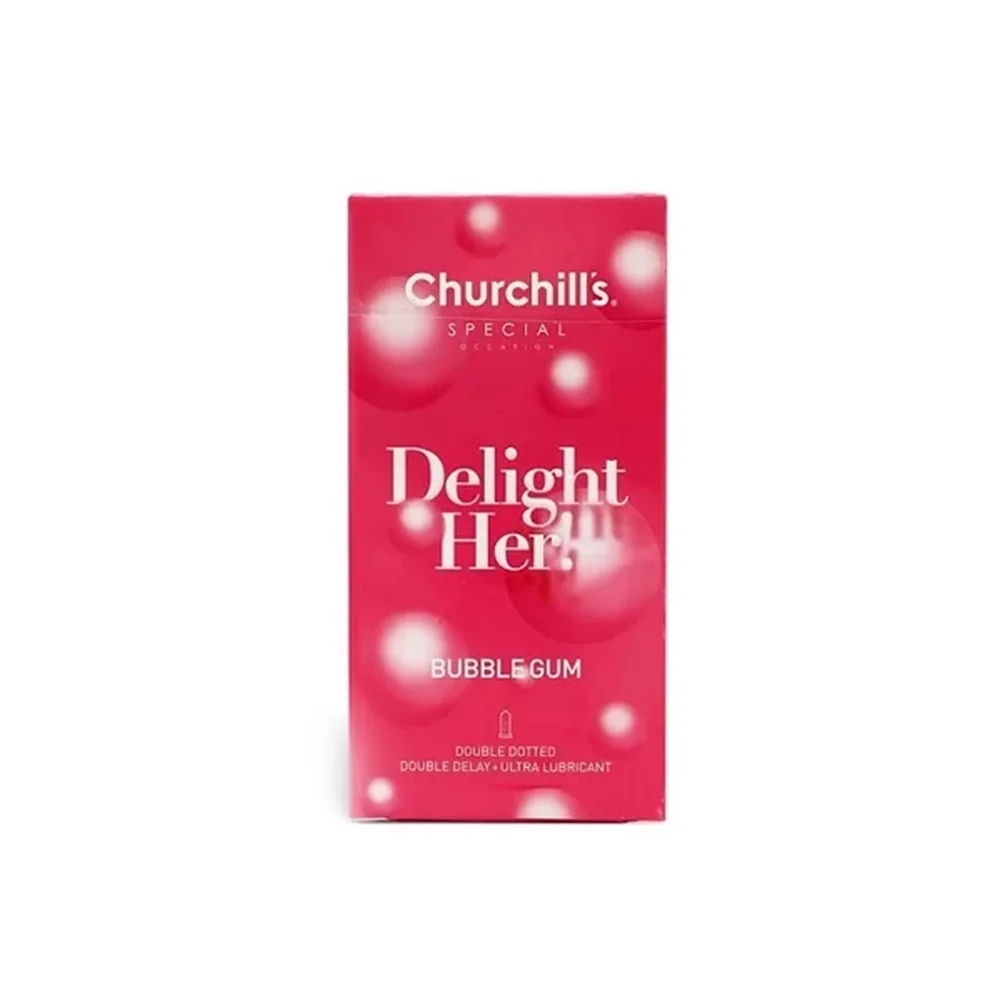 کاندوم اسپشیال خاردار تاخیری و روان کننده دابل مدل Delight Her بسته 12 عددی چرچیلز