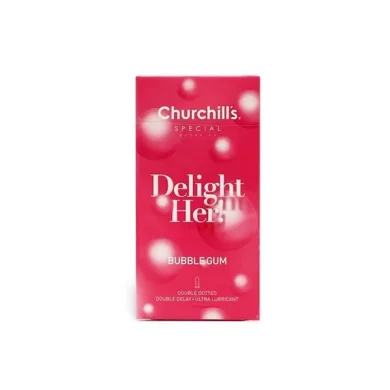 کاندوم اسپشیال خاردار تاخیری و روان کننده دابل مدل Delight Her بسته 12 عددی چرچیلز