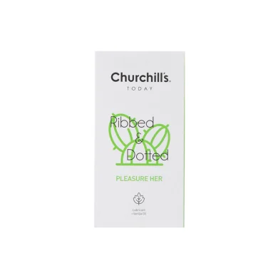 کاندوم خاردار شیاردار روان کننده وانیل مدل Pleasure Her بسته 12 عددی چرچیلز