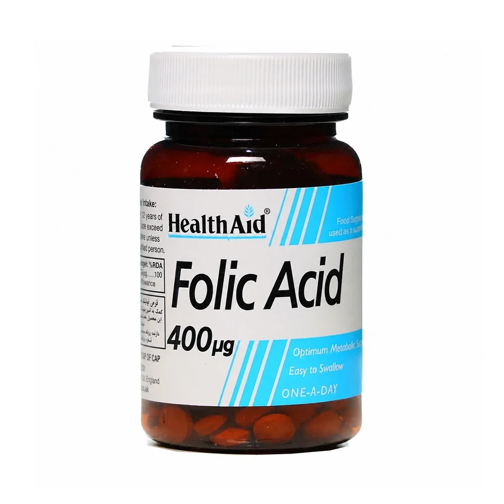 قرص فولیک اسید 400 میکروگرم بسته 90 عددی هلث اید