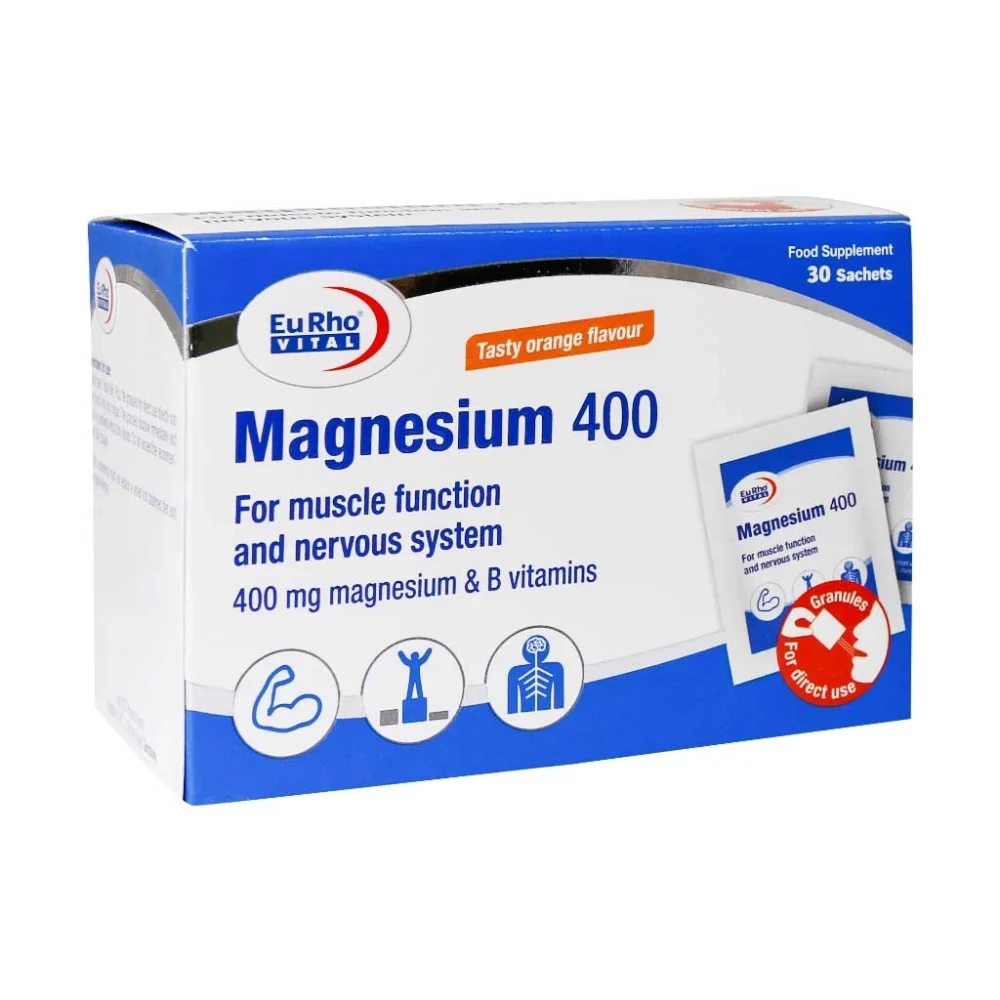 ساشه منیزیم 400 میلی گرم با طعم پرتقال بسته 30 عددی یوروویتال