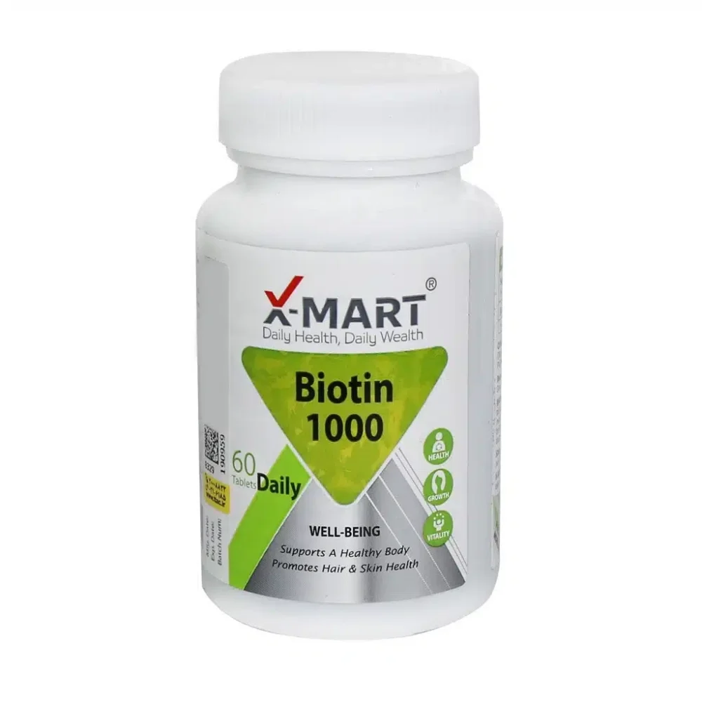 قرص بیوتین 1000 میکروگرم بسته 60 عددی ایکس مارت