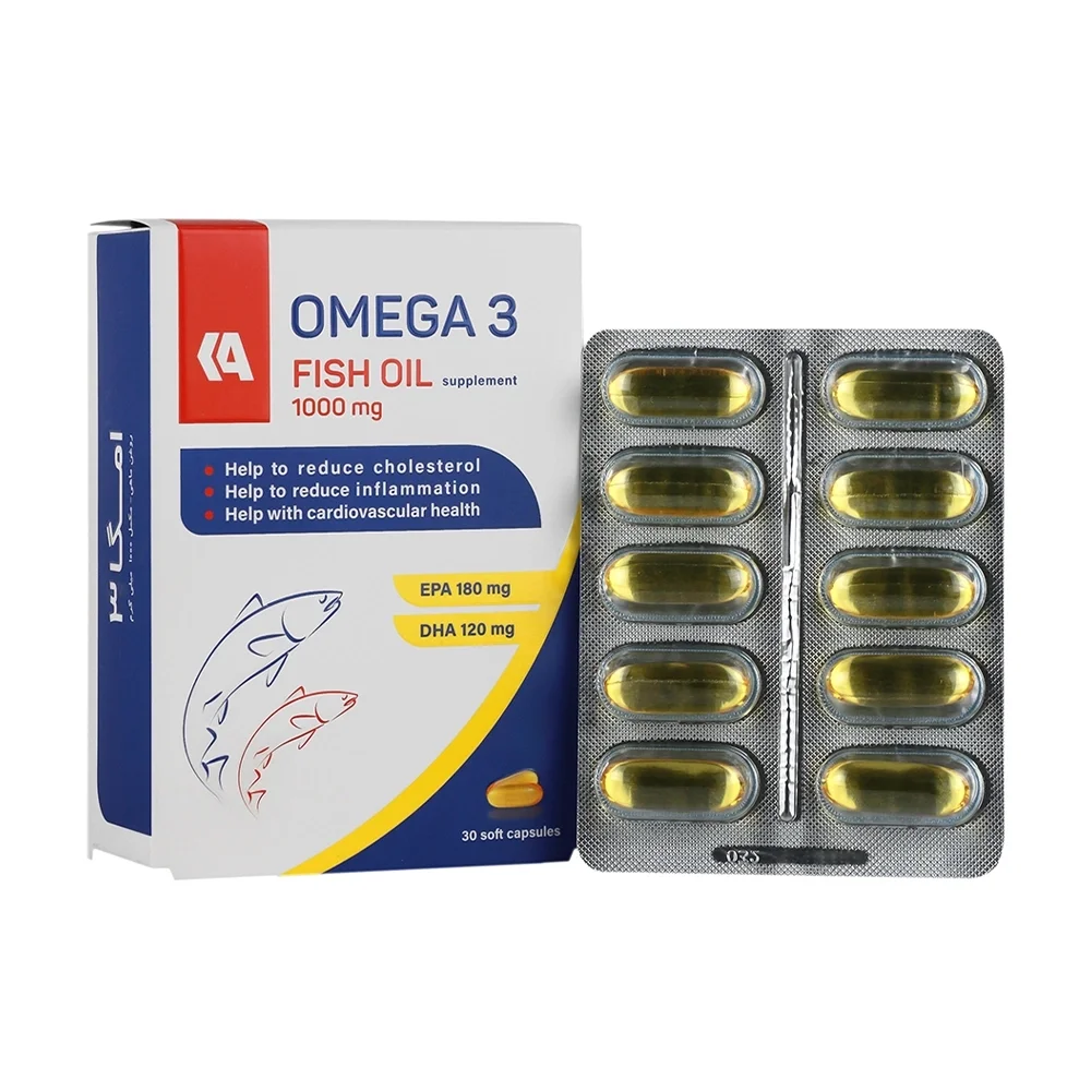 کپسول ژلاتینی امگا 3 1000 میلی گرم بسته 30 عددی کیمیا آورد فام