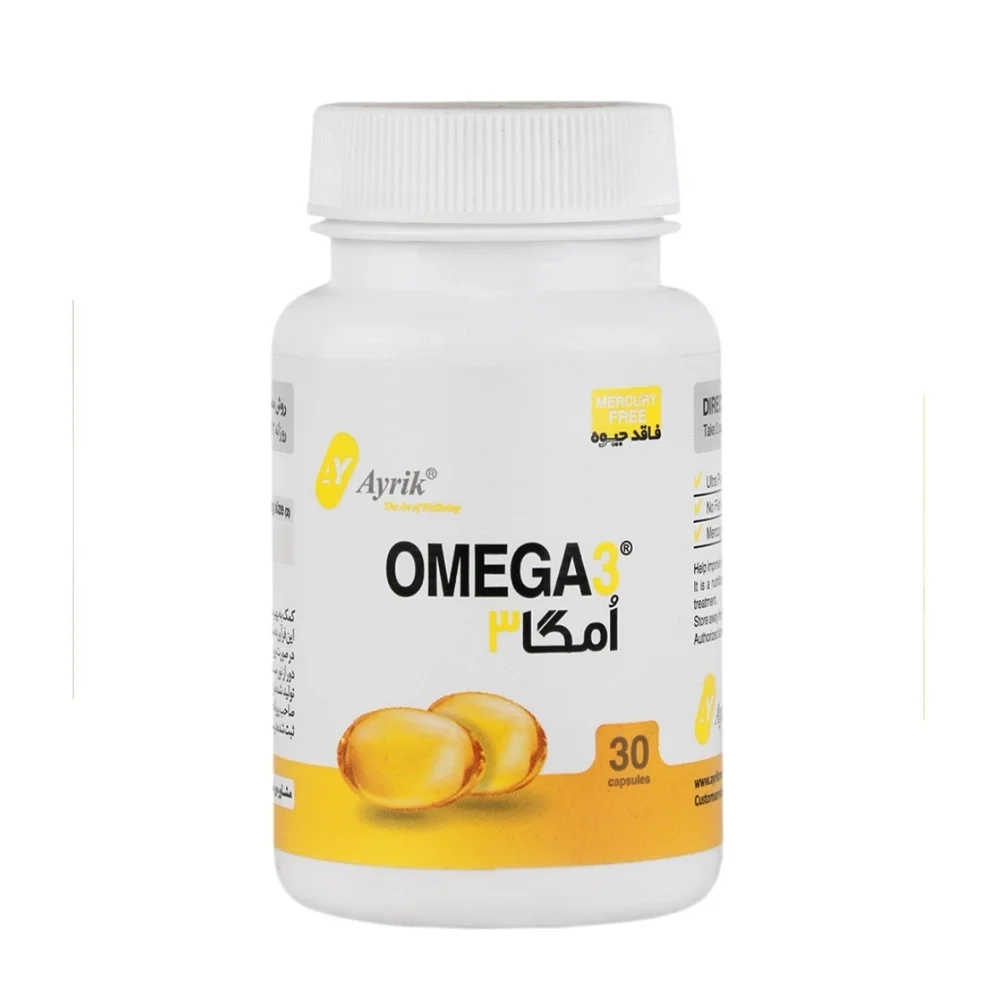 کپسول ژلاتینی امگا 3 بدون جیوه 1000 میلی گرم بسته 30 عددی آیریک