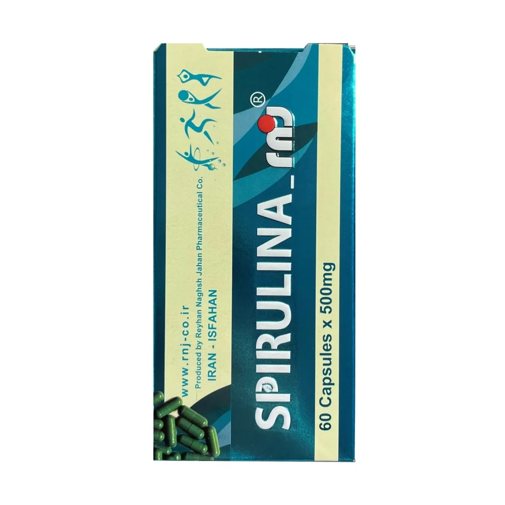 کپسول اسپیرولینا 500 میلی گرم بسته 60 عددی ریحان نقش جهان