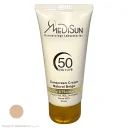کرم ضد آفتاب با SPF50 رنگی بژ طبیعی مناسب پوست خشک و نرمال حجم 50 میل مدیسان