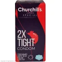 کاندوم اسپشیال تنگ و تحریک‌کننده خاردار و تاخیری ساده 12 عددی مدل 2X Tight چرچیلز