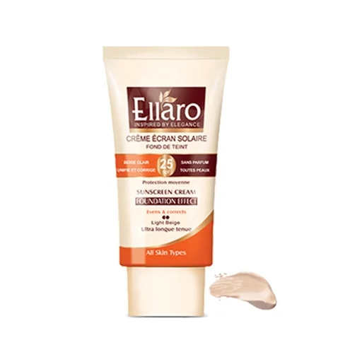 کرم ضدآفتاب SPF25 کرم پودری مناسب انواع پوست بژ روشن حجم 40 میل الارو