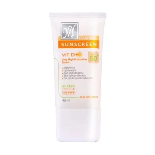 کرم ضدآفتاب SPF50+ سان سلوشن فاقد چربی رنگی حجم 40 میل مای فارما