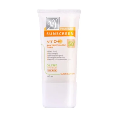 کرم ضد آفتاب با SPF50+ رنگی مدل سان سلوشن بدون چربی حجم 40 میل مای فارما