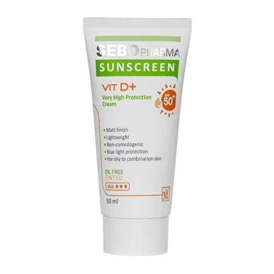 کرم ضد آفتاب با SPF50+ رنگی بدون چربی حجم 50 میل سبو مای فارما