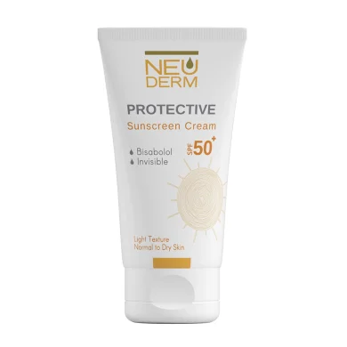 کرم ضد آفتاب با SPF50+ بی رنگ مدل هایلی پروتکتیو مناسب پوست خشک و نرمال حجم 50 میل نئودرم