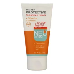 کرم ضدآفتاب SPF50+ فاقد چربی بی رنگ حجم 50 میل نئودرم