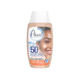 کرم ضد آفتاب با SPF50 رنگی بژ طلایی مناسب پوست خشک حجم 50 میل پیکسل