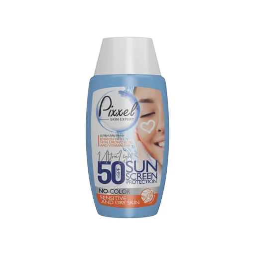 کرم ضدآفتاب SPF50 بدون رنگ مناسب پوست خشک و نرمال حجم 50 میل پیکسل