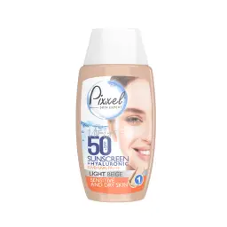 کرم ضد آفتاب با SPF50 رنگی بژ روشن مناسب پوست خشک حجم 50 میل پیکسل