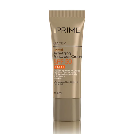 ضدآفتاب SPF50 جوانکننده رنگی حجم 40 میل پرایم