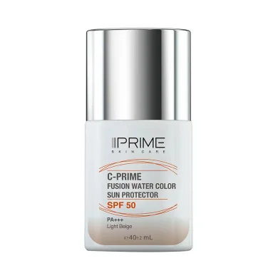 ضد آفتاب فلوئید با SPF50 رنگی بژ روشن حاوی ویتامین سی حجم 40 میل پرایم