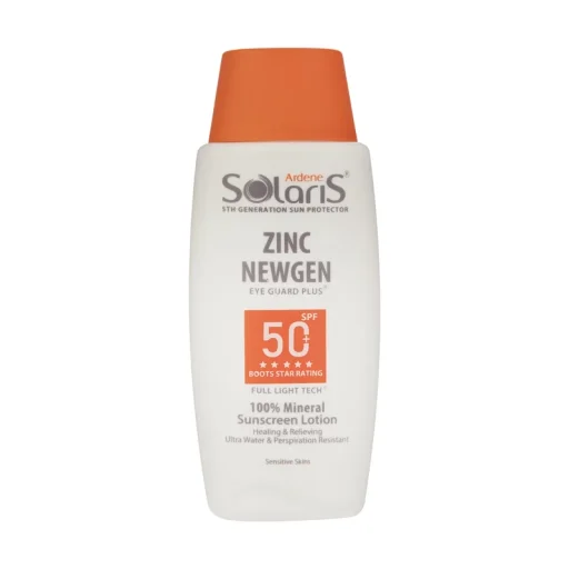 لوسیون ضدآفتاب SPF50 پوست حساس مدل Zinc Newgen حجم 100 میل آردن سولاریس