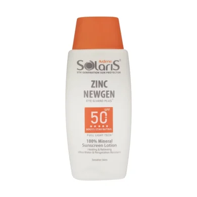 لوسیون ضد آفتاب با SPF50 مدل Zinc Newgen مناسب پوست حساس حجم 100 میل آردن سولاریس
