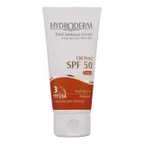 کرم ضد آفتاب با SPF50 رنگی بژ متوسط بدون چربی مناسب پوست چرب و دارای جوش حجم 50 میل هیدرودرم