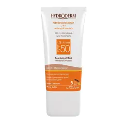 کرم ضد آفتاب با SPF50 رنگی بژ طبیعی بدون چربی حجم 40 میل هیدرودرم