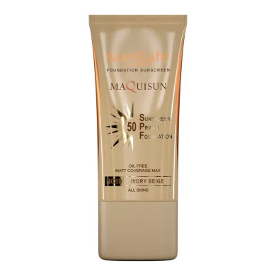 ضد آفتاب کرم پودری همراه پرایمر با SPF50 رنگی بژ عاجی کد NC10 مکی سان حجم 40 میل سان سیف