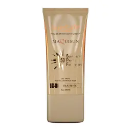 ضد آفتاب کرم پودری همراه با پرایمر با SPF50 رنگی بژ ابریشمی کد NW15 بدون چربی حجم 40 میل سان سیف