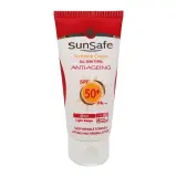 ضد آفتاب با SPF50 رنگی بژ روشن ضد چروک حجم 50 میل سان سیف