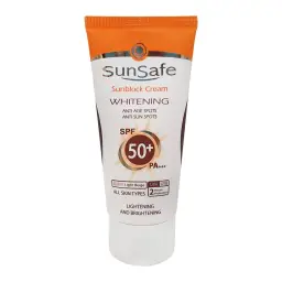 ضد آفتاب با SPF50 رنگی بژ روشن مدل روشن کننده مناسب انواع پوست حجم 50 میل سان سیف