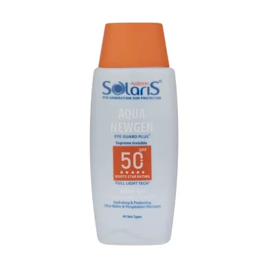 ضد آفتاب با SPF50 بی رنگ مدل Aqua Newgen بدون چربی حجم 100 میل آردن سولاریس