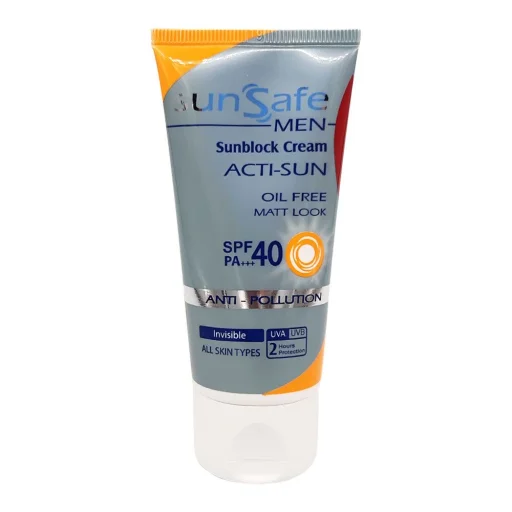 ضدآفتاب SPF40 آقایان بدون رنگ و اثر سفیدکنندگی حجم 50 میل سان سیف