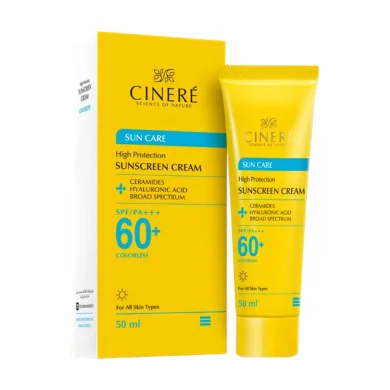 کرم ضد آفتاب با SPF60 بی رنگ مناسب انواع پوست حجم 50 میل سینره