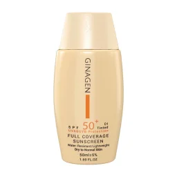 کرم ضدآفتاب رنگی SPF50 مخصوص پوست خشک 01 حجم 50 میل ژیناژن
