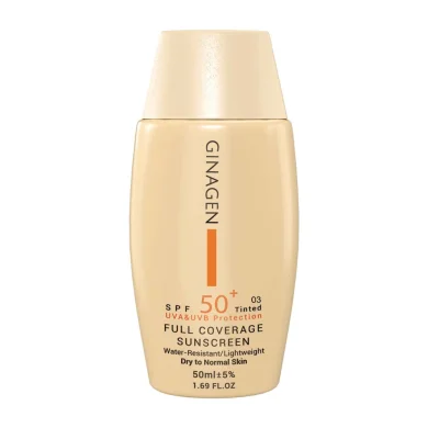 کرم ضد آفتاب با SPF50 رنگی مخصوص پوست خشک 03 حجم 50 میل ژیناژن
