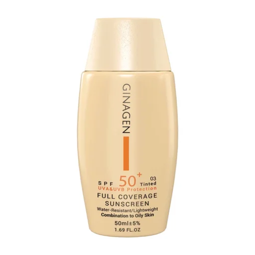 کرم ضدآفتاب رنگی SPF50 مخصوص پوست چرب 03 حجم 50 میل ژیناژن