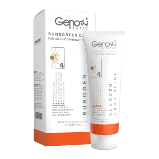 ضدآفتاب SPF50 پوست چرب بژ تیره حجم 50 میل ژنو بایوتیک