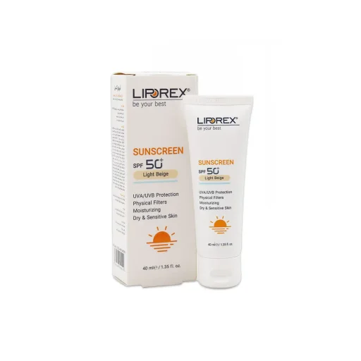 کرم ضدآفتاب SPF50 مناسب پوستهای خشک رنگی روشن حجم 40 میل لیپورکس