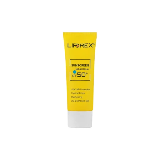 کرم ضدآفتاب SPF50 مناسب پوستهای خشک رنگی طبیعی حجم 40 میل لیپورکس
