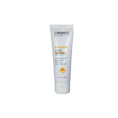کرم ضد آفتاب با SPF50 رنگی بژ طبیعی مناسب پوست خشک حجم 40 میل لیپورکس