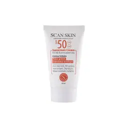 کرم ضد آفتاب با SPF50 بی رنگ مناسب پوست چرب و مستعد آکنه حجم 40 میل اسکن اسکین
