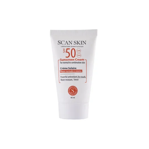کرم ضدآفتاب SPF50 مناسب پوستهای نرمال تا مختلط رنگی حجم 40 میل اسکن اسکین