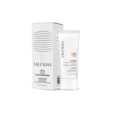 فلوئید ضد آفتاب آبرسان با SPF50 بی رنگ حجم 50 میل ولندان