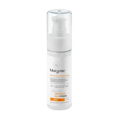 کرم ضد آفتاب با SPF30 رنگی بژ روشن مناسب پوست چرب و مستعد آکنه حجم 50 میل مارگریت