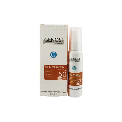 کرم ضدآفتاب SPF50 مناسب پوستهای خشک فاقد رنگ حجم 40 میل گنوسی