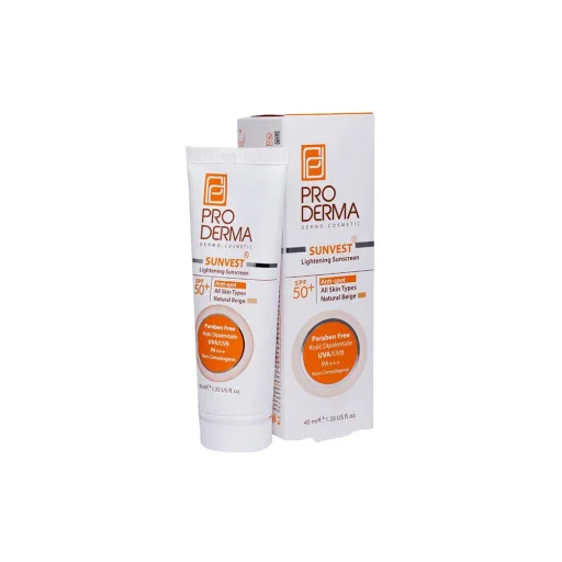 کرم ضدآفتاب و روشنکننده مناسب انواع پوست بژ روشن حجم 40 میل پرودرما