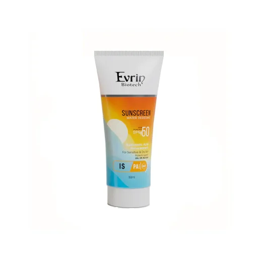 کرم ضدآفتاب SPF50 فاقد رنگ مناسب پوستهای خشک و حساس حجم 50 میل اورین